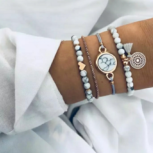 Marble and gold 4 peice jewellery set - Picture 1 of 4